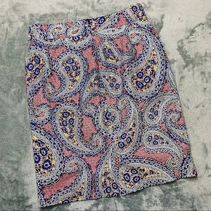 J. Crew Paisley Pencil Skirt Size 8 EUC